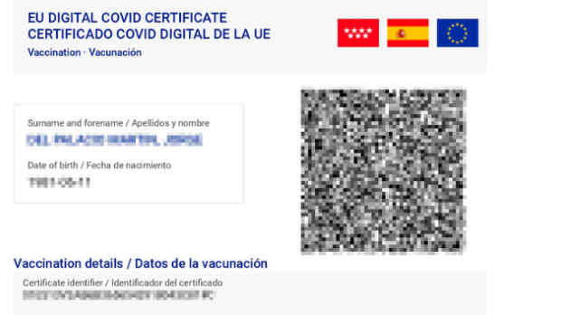 Pasaporte Covid de la Comunidad de Madrid