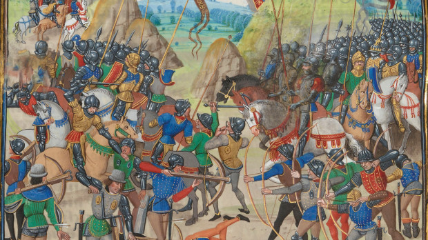 Ilustración de la batalla de Crécy en Las Crónicas de Jean Froissart
