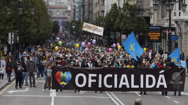 Manifestación por la oficialidad del asturiano el pasado mes de octubre en Oviedo