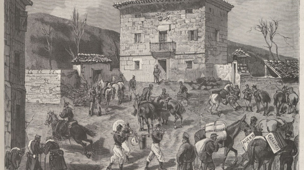 Cuartel general de Serrano en Somorrostro, dibujo de Vierge
