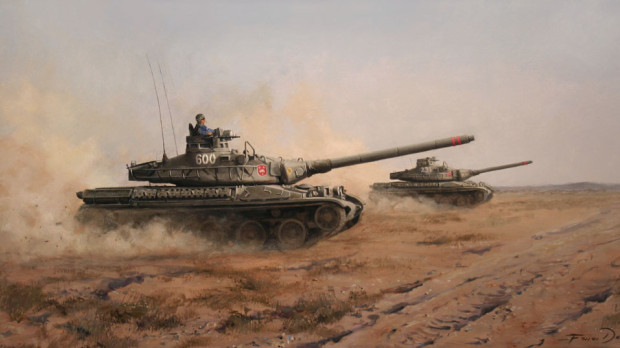Cuadro de la Brigada Acorazada por Augusto Ferrer-Dalmau