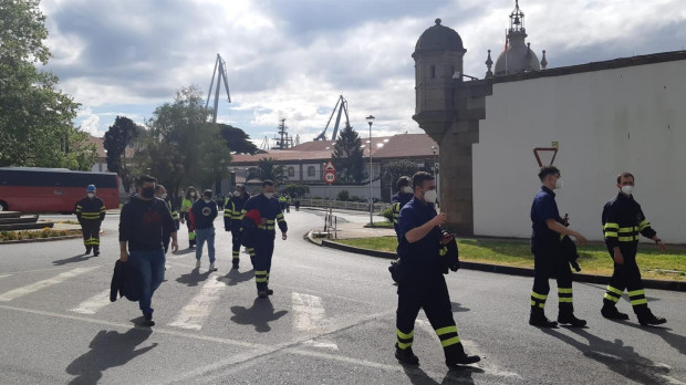 Trabajadores de Navantia protestaban por motivos laborales en los alrededores del Arsenal de Ferrol el año pasado