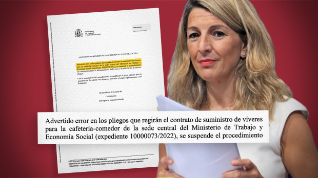 Ilustración: Yolanda Díaz contrato ministerio de Trabajo (langostinos)