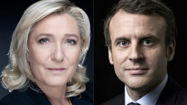 Los candidatos a las presidenciales francesas, Marine Le Pen y Emmanuel Macron