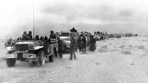 Convoy preparado para trasladarse a Echera