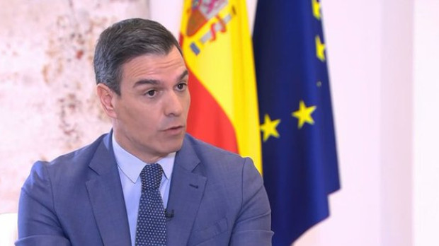 Pedro Sánchez durante su entrevista en Moncloa