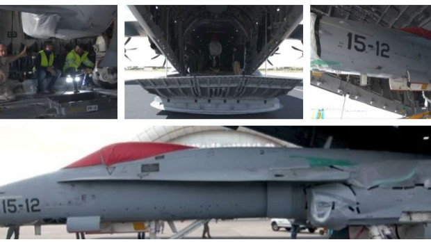 Secuencia de la operación de transporte del F-18 que se encontraba en el interior del A-400M