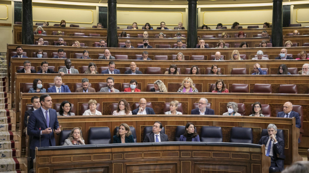 La bancada del PSOE, durante una intervención de Sánchez