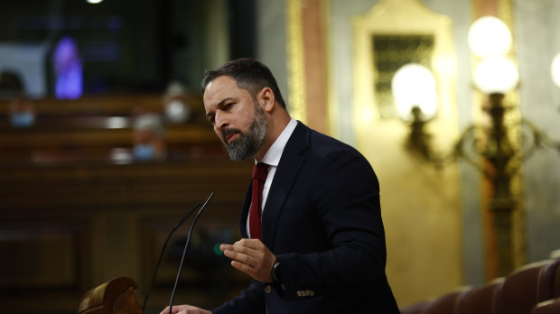 Santiago Abascal, durante una sesión plenaria en el Congreso a finales del pasado marzo