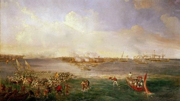 Desembarco español en Balanguingui (una de las islas de Fillipinas), de Antonio Brugada
