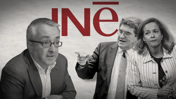 Juan Manuel Rodríguez Poo, junto al ministro Escrivá y Calviño