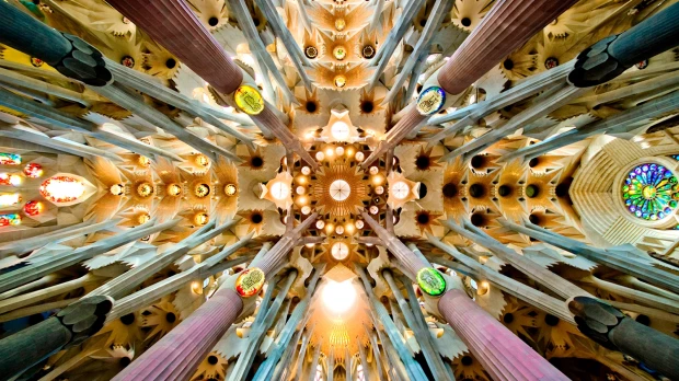 Estructura del techo de la Sagrada Familia, ideada por Salvador Gaudí