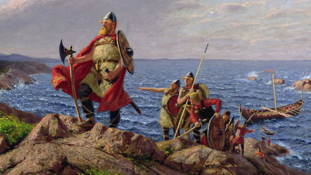 El caudillo vikingo Leif Eriksso por Hans Dahl