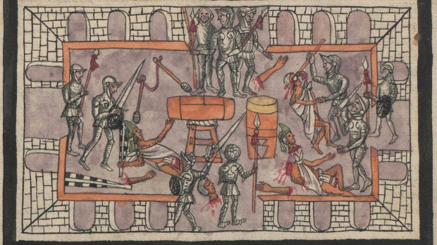 Matanza del Templo Mayor. Pintura contenida en el Códice Durán