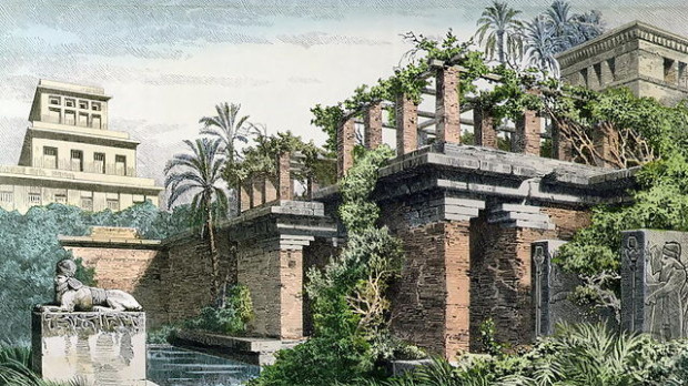 Jardines colgantes de Babilonia, pintura de Ferdinand Knab (1886)