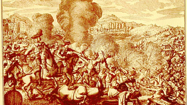 El marqués de Lede dirigiendo el ataque contra los sitiadores durante el asedio