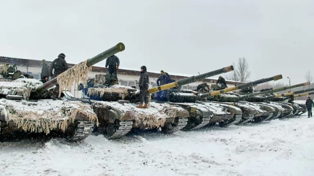 Tanques rusos durante el invierno