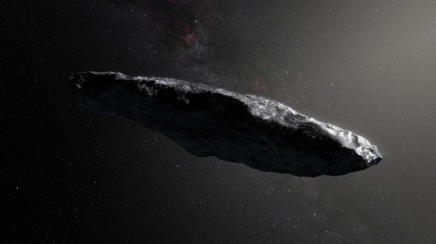 Recreación artística del objeto interestelar Oumuamua