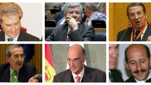 De izquierda a derecha, y de arriba abajo: César Antonio Molina, José Luis Corcuera, Francisco Vázquez, Virgilio Zapatero, Julián García Vargas y