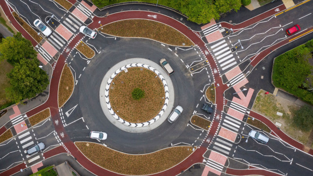 Imagen aérea de una rotonda holandesa