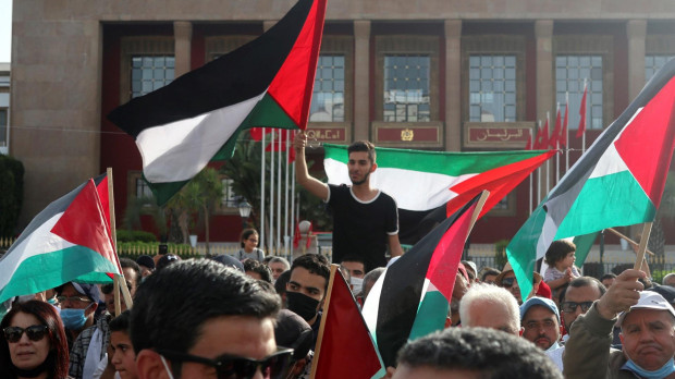 Los marroquíes se manifiestan en Rabat para solidarizarse con el pueblo palestino