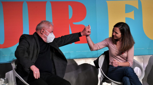 La líder de Podemos, Ione Belarra, junto al presidente brasileño, Lula da Silva