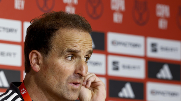 Jagoba Arrasate, entrenador de Osasuna, en la previa de la final de Copa en Sevilla