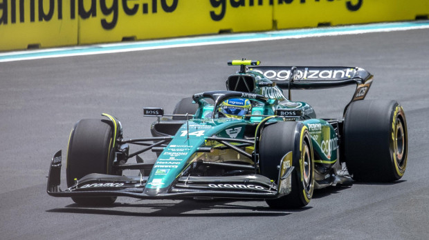 El Aston Martin de Fernando Alonso en el circuito de Miami