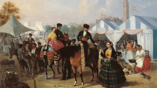 'En la Feria de Sevilla', de Manuel Cabral Aguado Bejarano. c. 1855. Óleo sobre lienzo