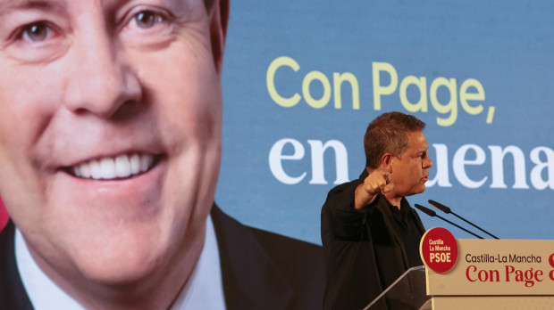 El presidente de Castilla-La Mancha Emiliano García-Page, en un reciente mitin en Guadalajara