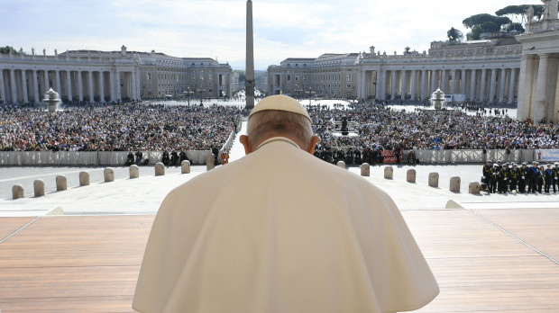 Pope Francis during his weekly general audience in Saint Peter's Square at the Vatican.