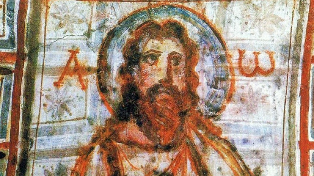 Imagen de Jesús en las catacumbas de Comodila, en Roma.