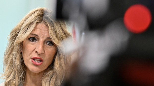 La vicepresidenta segunda y ministra de Trabajo, Yolanda Díaz, este lunes, en Luxemburgo