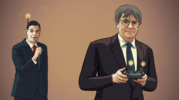 Puigdemont teledirige a Pedro Sánchez