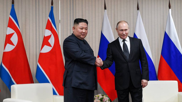 El líder norcoreano Kim Jong Un y el presidente ruso Vladimir Putin