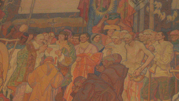 Mural "La fundación de Los Ángeles" en la Biblioteca Central de Los Ángeles; Dean Cornwell, 1933