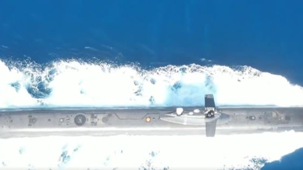 Imagen del submarino S-81 Isaac Peral en sus pruebas de mar
