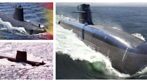 A la izquierda, dos imágenes del Mistral S-73; a la derecha, el flamante S-81 Isaac Peral