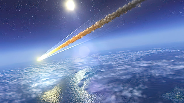 Un cometa surca el cielo cerca de un planeta