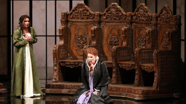 Milan (Italy), 07/12/2023.- A handout photo made available by La Scala Theater in Milan, Italy, 07 December 2023 shows Russian opera singer Anna Netrebko (L) and Latvian opera singer Elina Garanca during a rehearsal of 'Don Carlo' by Giuseppe Verdi. The Teatro alla Scala open its 2023-24 season with Verdi's Don Carlo on 07 December. (Italia, Letonia, Rusia) EFE/EPA/TEATRO ALLA SCALA HANDOUT HANDOUT EDITORIAL USE ONLY/NO SALES HANDOUT EDITORIAL USE ONLY/NO SALES