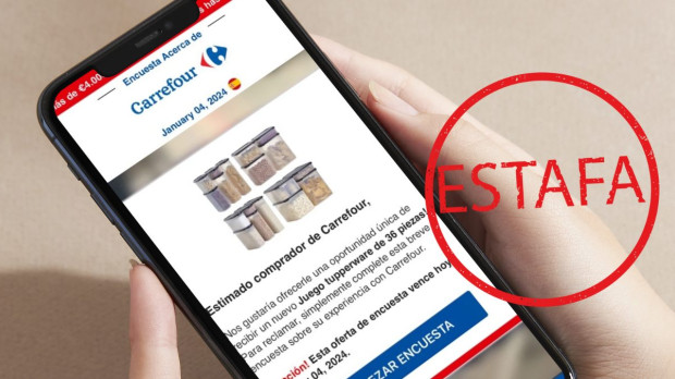 Correo falso de Carrefour sorteando tuppers