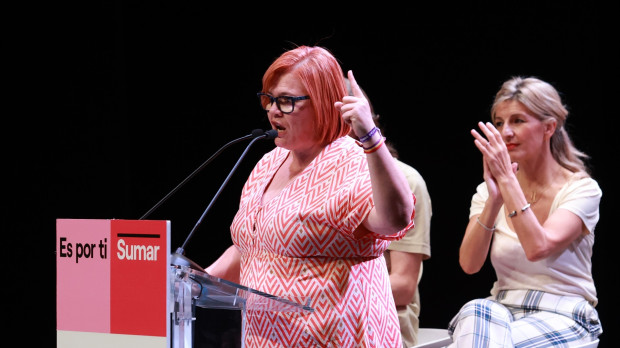 La candidata número 2 de Sevilla por Sumar, Engracia Rivera, interviene durante un acto público para las elecciones del 23J en el Cartuja Center City, a 9 de julio de 2023 en Sevilla, (Andalucía, España). La candidata de Sumar a la Presidencia el Gobierno, Yolanda Díaz, interviene en un acto público en la ciudad de Sevilla de cara a los comicios electorales del próximo 23 de julio. Rocío Ruz / Europa Press (Foto de ARCHIVO) 09/7/2023