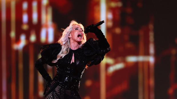 11 May 2024, Sweden, Malmö: Nebulossa from Spain performs "Zorra" on stage at the final of the Eurovision Song Contest (ESC) 2024 in the Malmö Arena. The motto of the world's biggest singing competition is "United By Music". Photo: Jens Büttner/dpa *** Local Caption *** .
