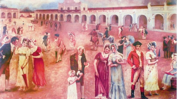 Criollos en Guatemala celebrando la independencia de España, 1821