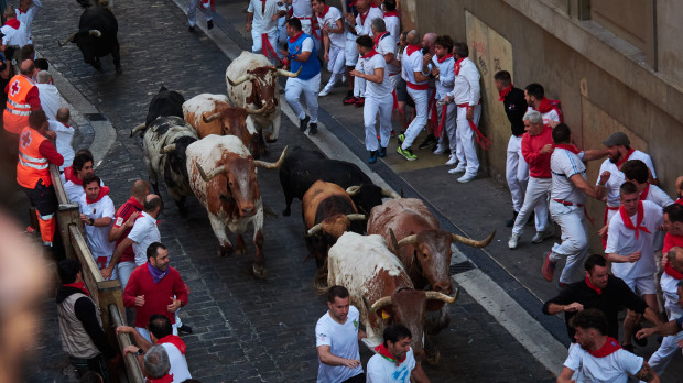 Segundo encierro de los Sanfermines en el Día de San Fermín