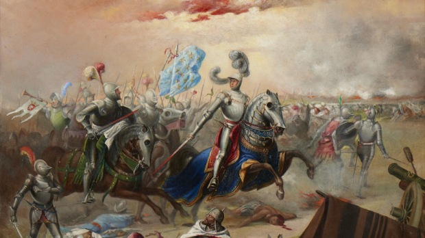 Una escena de la batalla de Alcazarquivir. Representación del siglo XIX