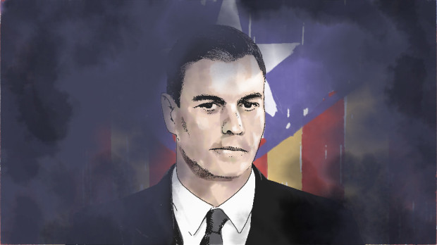 Ilustración Pedro Sánchez bandera estelada
