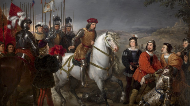 El Gran Capitán, Fernando González de Córdoba, es una figura capital en la historia de España. A él se le debe la victoria frente a los nazaríes en la guerra de Granada, y frente a los franceses en las guerras de Italia. Su genio militar modernizó el arte de la guerra y puso las bases del Ejército Español. Los futuros Tercios se organizarían poco después a partir de las reformas introducidas por él. Este cuadro de Federico de Madrazo de 1835 lo representa durante la batalla de Ceriñola del 28 de abril de 1503 donde los españoles derrotaron a los franceses.