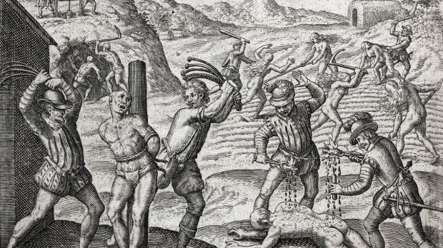 Los tópicos de la Leyenda Negra usados por la prensa británica para justificar las independencias de América. Grabado del inglés Theodore de Bry