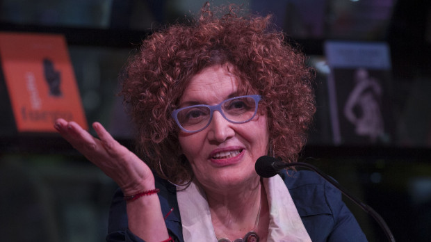 Myriam Moscona, durante una intervención en la FILBA (2015)